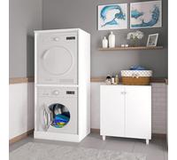 Negrari: Mobile Colonna Porta Lavatrice e Asciugatrice 6008ALKR in nobilitato idrofugo, Resistente all'umidità, Elevata stabilità, Piedini regolabili, Kit di montaggio, 70L x 60,5P x 181H, Bianco