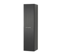 Colonna Bagno Sospesa 140 Cm Antracite Cannettato Con 2 Ante Soft-Close, Maniglie Cromate E Ripiani Regolabili - Pensile Linea Mia