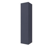 Colonna Bagno Sospesa 160cm In MDF Blu Notte Cannettato Con 2 Ante Reversibili Push And Pull E Ripiani In Cristallo Regolabili Nara