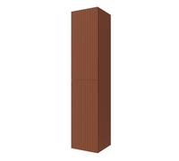 Colonna Bagno Sospesa 160cm In MDF Terracotta Cannettato Con 2 Ante Reversibili Push And Pull E Ripiani In Cristallo Regolabili Nara