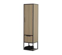 Colonna bagno sospesa H 150 cm stile industrial nero e legno Baketo