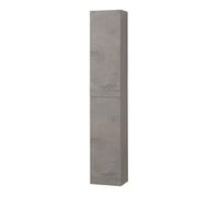 Colonna Bagno Sospesa Leda H160 Cm In Legno Nobilitato Finitura Grigio Cemento, 2 Ante Reversibili Push-Pull, 4 Ripiani In Vetro Regolabili, Già Montata Con Staffe Linea Leda