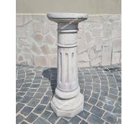 Colonna Capitello Rotondo Da Esterno Arredo Giardino In Cemento Marmo Alt. 74 cm