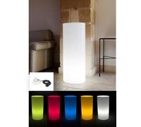 Colonna Cilindrica Sweet Table altezza 70 cm diametro 35 cm colore bianco neutro con illuminazione LED RGB multicolor con Cavo Elettrico e Telecomando. IP65 MADE IN ITALY