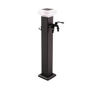 Colonna d’acqua solare per giardino, Rubinetto esterno antifreddo in acciaio inossidabile con supporto tubo & luce solare - Altezza 60/80cm(Black,60cm/23.6in)
