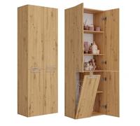 CDF Mobile da Bagno con Armadietti e Ante Rovere Artisan Colonna Bagno Salvaspazio 1 Cesto per la Biancheria Mobile Alto a Colonna Cesto Portabiancheria Armadio Bagno 174 x 60 x 30