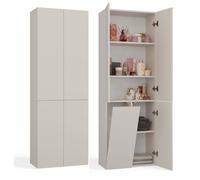 CDF Mobile alto da bagno NEL 1K DD | Colore: cashmere (beige) | Moderno scaffale da bagno | Armadietto portaoggetti | Spaziosi ripiani | Porte | Montaggio facile | Maniglie eleganti