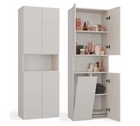 CDF Mobile alto da bagno NEL 1K DK | Colore: cashmere (beige) | Moderno scaffale da bagno | Armadietto portaoggetti | Spaziosi ripiani | Porte | Montaggio facile | Maniglie eleganti