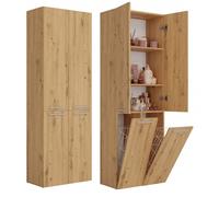 CDF Mobile da Bagno con Armadietti e Ante Rovere Artisan Colonna Bagno Salvaspazio 2 Cesti per la Biancheria Mobile Alto a Colonna Cesto Portabiancheria Armadio Bagno 174 x 60 x 30