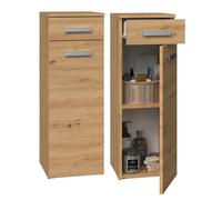 CDF Mobile alto da bagno NEL V DS | Colore: rovere Artisan | Moderno scaffale da bagno | Armadio portaoggetti | Spaziosi ripiani | Porte | Montaggio facile | Maniglie eleganti