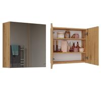 CDF Mobile Bagno con Doppio Specchio Armadietto a Muro 2 Ante 3 Ripiani Sopra Lavabo Spazioso 60 x 60 x 22 cm - Rovere Artisan