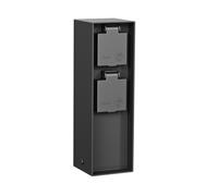 ledscom.de Presa da giardino a colonna POKU per esterni, IP44, 2 vie, plastica, nero, angolare, 23 cm