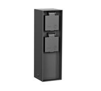 ledscom.de Presa da giardino a colonna POKU per esterni, IP44, 2 vie, plastica, antracite, angolare, 23 cm