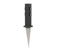 ledscom.de Presa di corrente da giardino Polly con picchetto a terra per esterni, IP44, 4 vie, acciaio inox, angolare, nero, 40cm