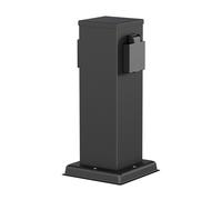 ledscom.de Colonna di presa da giardino POLLY per esterni, IP44, a 2 vie, acciaio inox, plastica, nero, angolare, 27 cm, presa di corrente da esterno, presa di corrente da giardino, torre di presa di