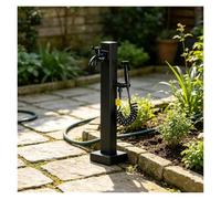 Colonna d'acqua Colonna d'acqua indipendente for esterni in acciaio inossidabile 304, rubinetto da giardino verticale a doppia uscita con pistola a spruzzo retrattile