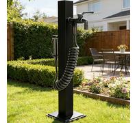 Colonna d'acqua con rubinetto con gancio, rubinetto da giardino, con doppio ingresso dell'acqua, rubinetto esterno antigelo e pistola a spruzzo, adatto per lavaggio auto e irrigazione giardino (95 cm)