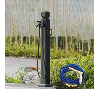Colonna d'acqua da esterno montata a pavimento con prolunga rubinetto e pistola a spruzzo per irrigazione e lavaggio da giardino, fattoria, pascolo, cortile