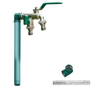 Colonna d'acqua da giardino in acciaio inossidabile 304, rubinetto antigelo per esterni, doppia uscita per irrigazione e irrigazione fontana da giardino (verde 40 cm)