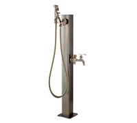 Colonna d'acqua da giardino in acciaio inossidabile con rubinetto antigelo, fontana da esterno quadrata verticale, resistente ed esteticamente gradevole