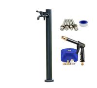 Colonna d'acqua da giardino in acciaio inossidabile Rubinetto cilindrico per esterni Dispenser d'acqua a doppia uscita per giardino cortile patio - Durevole antiruggine facile installazione