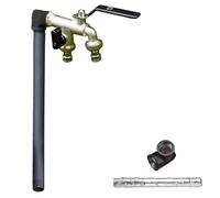 Colonna d'acqua da giardino in acciaio inox 304, 60 cm, per esterni, antigelo, con doppia uscita per irrigazione e irrigazione fontana da giardino (nero)