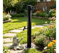 Colonna d'Acqua da Giardino in Acciaio Inox autoportante con Rubinetto Interamente in Rame Fontana Decorativa con Dispenser d'Acqua per Giardino (Nero2)