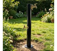 Colonna d'Acqua da Giardino in Acciaio Inox autoportante con Rubinetto Interamente in Rame Fontana Decorativa con Dispenser d'Acqua per Giardino (Oro2)
