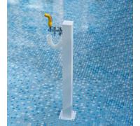 Colonna d'acqua da giardino in acciaio inox con doppio rubinetto, 80 cm, verticale, supporto per acqua quadrato con pistola a spruzzo, base resistente per un facile utilizzo