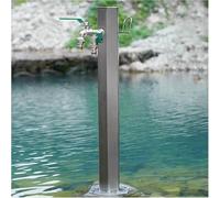 Colonna d'acqua da giardino in acciaio inox, resistente al gelo, rubinetto da esterno, valvola di scarico, supporto per irrigazione efficiente del giardino (86 x 20,5 cm)