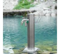 Colonna d'acqua da giardino in acciaio inox, resistente al gelo, rubinetto di drenaggio, supporto per tubo per irrigazione da giardino (50 x 20,5 cm)