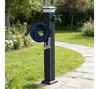 Colonna d'Acqua da Giardino in Alluminio con Luce Solare LED, Fontana Antigelo con Rubinetto Doppio e Pistola a Spruzzo per Esterno Villa Cortile(B,104cm/40.9in)