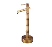 Colonna d'acqua da giardino in bambù antico con rubinetto in rame, 50,8 cm, decorativo resistente al gelo, rubinetto esterno per cortile e patio
