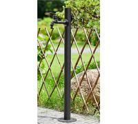 Colonna d'acqua da giardino indipendente con supporto for tubo flessibile rubinetto esterno in rame fontana a pavimento con uscita singola(Black Faucet,50cm)
