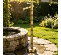 Colonna d'acqua da giardino per esterni in bambù con rubinetto, supporto per tubo flessibile Rubinetto per acqua in rame Idrante antigelo per cortile