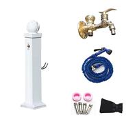 Colonna d'acqua da giardino per esterni, quadrata, verticale, antigelo, in alluminio, con pistola a spruzzo (bianco, 72 cm) per un'irrigazione e una decorazione efficienti