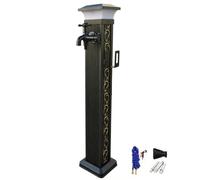 Colonna d'acqua da giardino, resistente al gelo, rubinetto esterno con luce solare, due uscite, gancio per tubo e aerografo per irrigazione giardino e terrazza