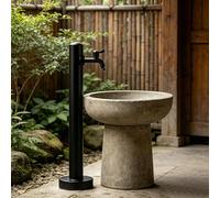 Colonna d'acqua da giardino Rubinetto da giardino rotondo indipendente acciaio inossidabile Idrante verticale per acqua da esterno alto 60/95cm rubinetto esterno diritto(Nero,95cm/37.4in,Stile 1)