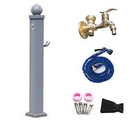 Colonna d'acqua da giardino rubinetto esterno quadrato verticale in alluminio idrante antigelo con pistola a spruzzo 114 cm, accessorio durevole per fontana da giardino (grigio)
