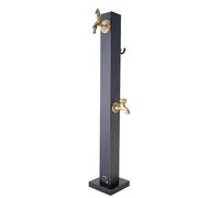 Colonna d'acqua esterna indipendente, rubinetto idrante a pavimento con rubinetto a doppia uscita e pistola a spruzzo da 15 m per irrigazione da giardino, fattoria, pascolo, cortile
