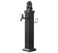 Colonna d'acqua in acciaio inossidabile con pistola a spruzzo, prolunga per rubinetto da giardino antigelo quadrata indipendente con rubinetto e gancio per tubo flessibil,Single Out-116cm/45.7in