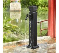 Colonna d'acqua in acciaio inox con doppio rubinetto, alto antico per irrigazione esterna, giardinaggio e lavaggio, supporto per tubo antigelo