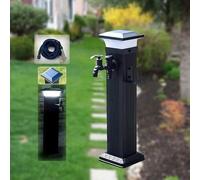 Colonna d'acqua per esterni, lampada solare a LED, resistente al gelo, rubinetto autoportante, rubinetto da giardino, design idrante ideale per giardini e terrazze