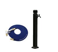 Colonna d'acqua per giardino verticale, Colonna idrica da esterno con rubinetto, irrigatore e supporto portatubo autoportante - Fontana a colonna idrante(Black,Large)