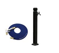 Colonna d'acqua per giardino verticale, Colonna idrica da esterno con rubinetto, irrigatore e supporto portatubo autoportante - Fontana a colonna idrante(Black,Small)