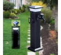 Colonna d'acqua solare a LED for esterni, idrante da giardino antigelo luce notturna alimentata for giardino cortile(With Short Faucet,60CM)
