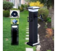 Colonna d'acqua solare a LED for esterni, idrante da giardino antigelo luce notturna alimentata for giardino cortile(With Long Faucet+spray Gun,60CM)