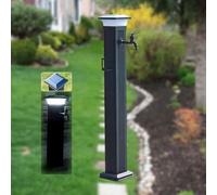 Colonna d'acqua solare a LED for esterni, idrante da giardino antigelo luce notturna alimentata for giardino cortile(With Long Faucet,104CM)