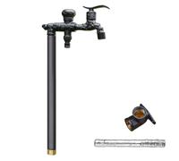 Colonna d'acqua verticale da giardino, completamente in rame, con rubinetto a doppia uscita e cotone resistente al gelo, colore nero, 40 cm, perfetta per terrazze e giardini
