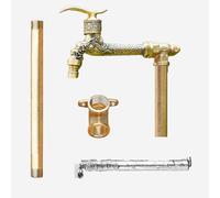 Colonna d'Acqua Verticale da Giardino per Esterni con Doppio Rubinetto, Supporto per Rubinetto da Esterno in Rame Massiccio, Resistente al Gelo, per Cortile.